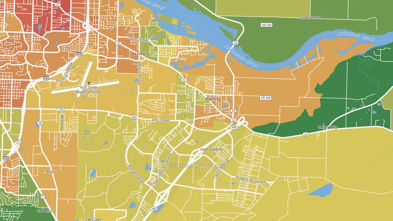 Barling, AR Map of Vehicle Theft Rates