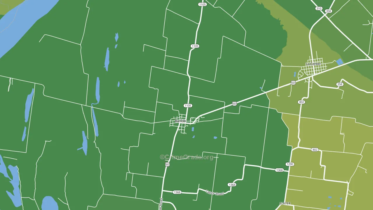Barlow, KY Map of Vehicle Theft Rates