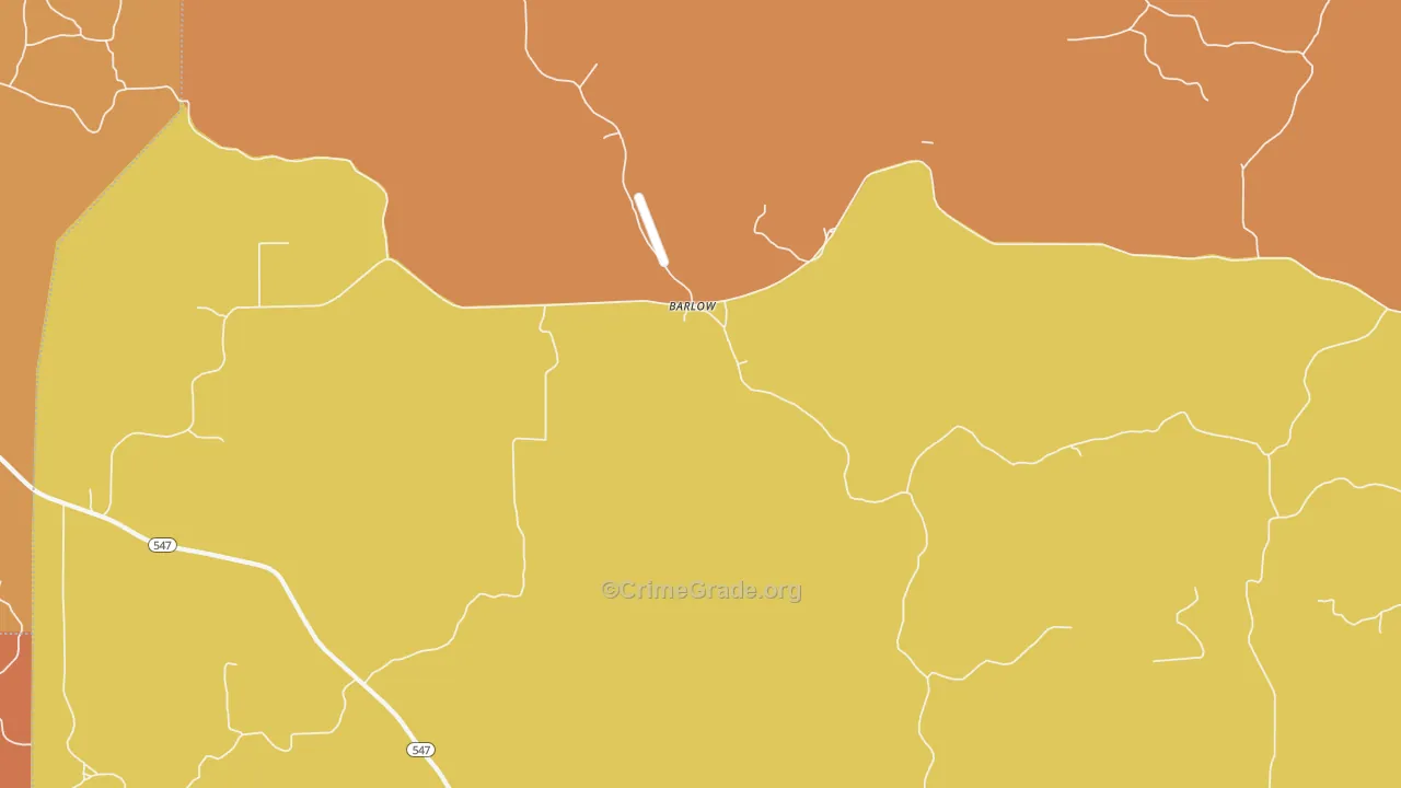 Barlow, MS Map of Vehicle Theft Rates