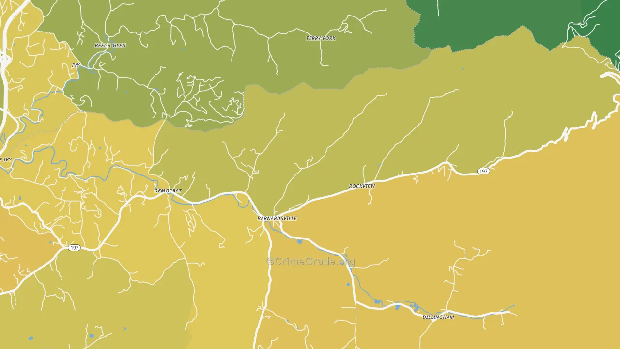Barnardsville, NC Map of Vehicle Theft Rates