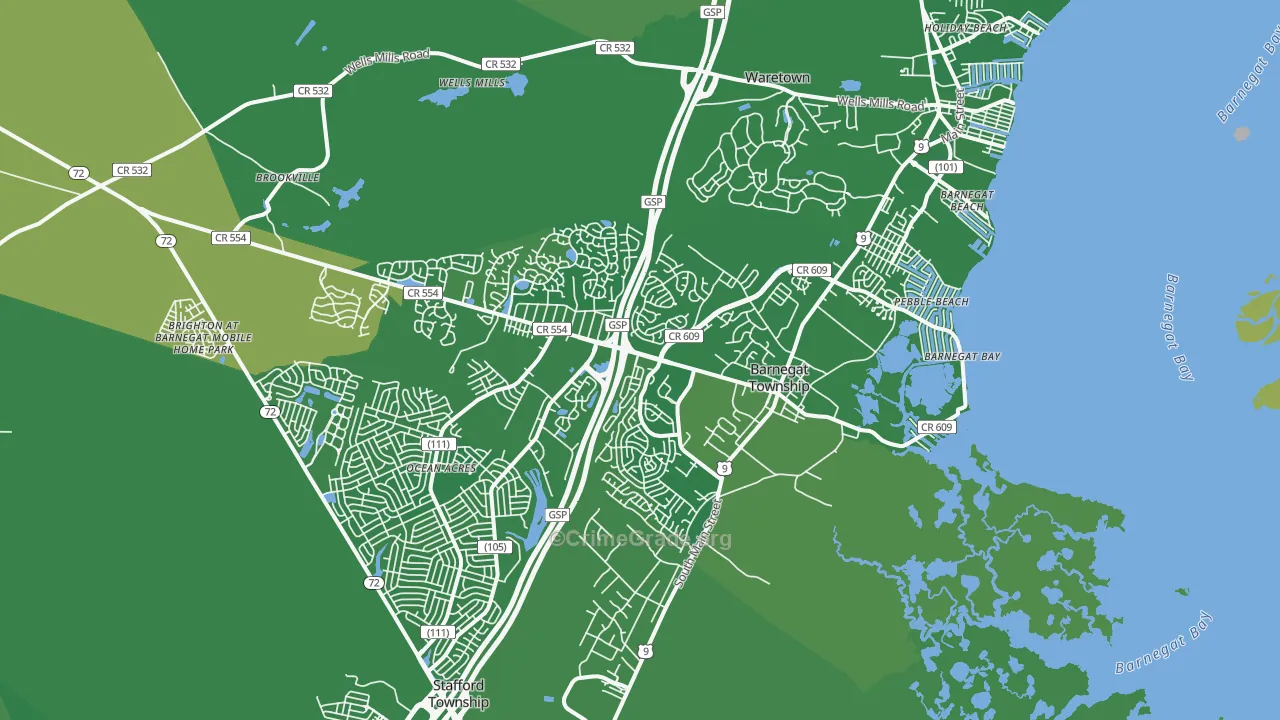 Barnegat, NJ Map of Vehicle Theft Rates