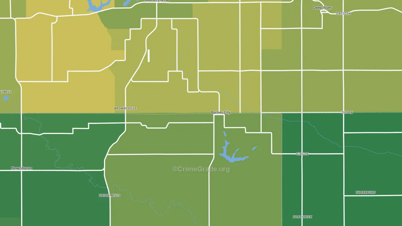 Barnes City, IA Map of Vehicle Theft Rates