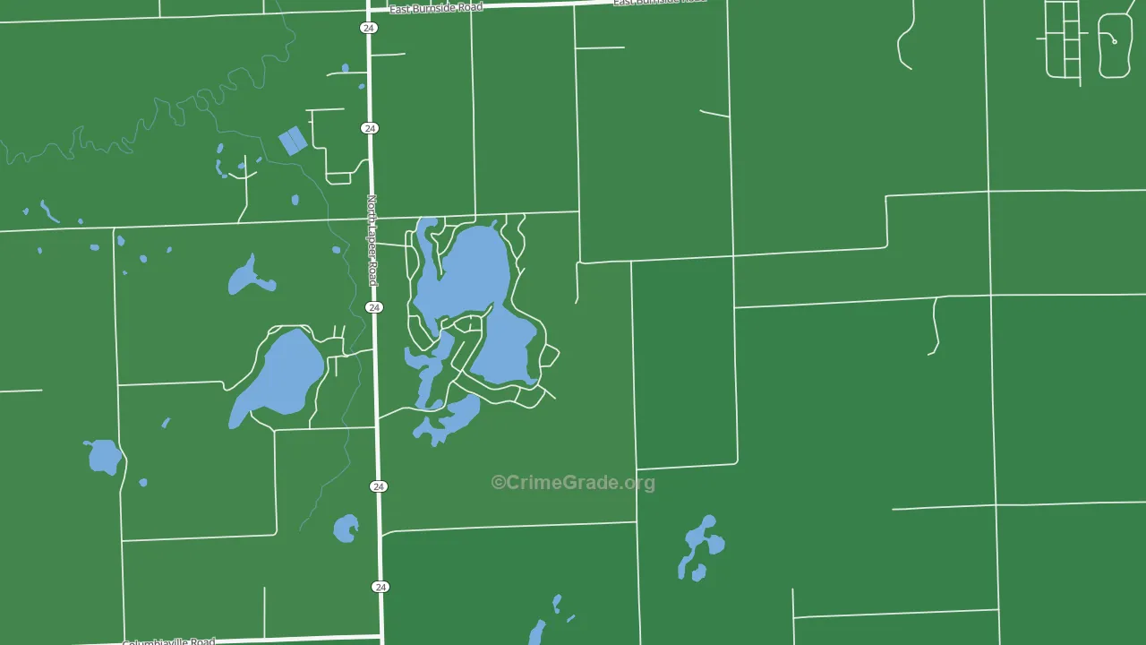 Barnes Lake-Millers Lake, MI Map of Vehicle Theft Rates