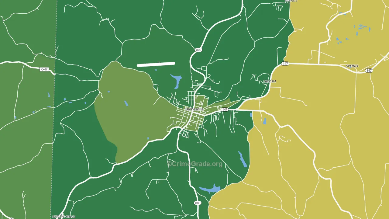 Barnesville Historic District, Barnesville, OH Map of Vehicle Theft Rates