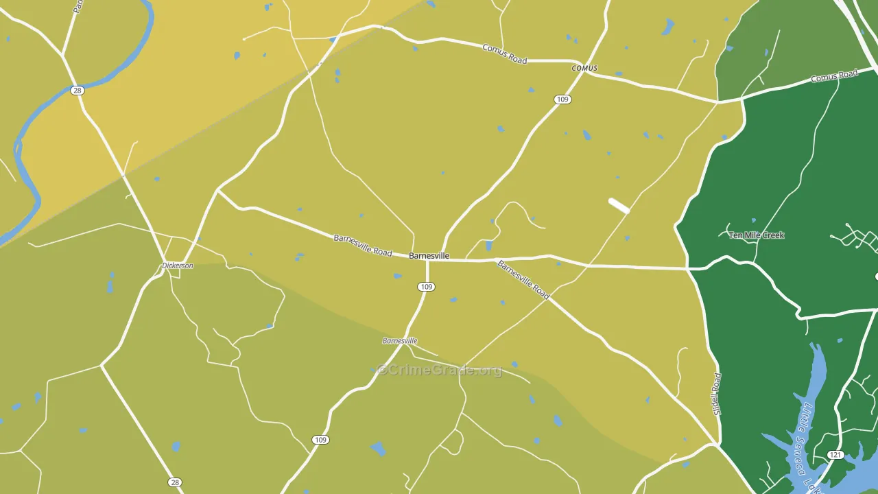 Barnesville, MD Map of Vehicle Theft Rates