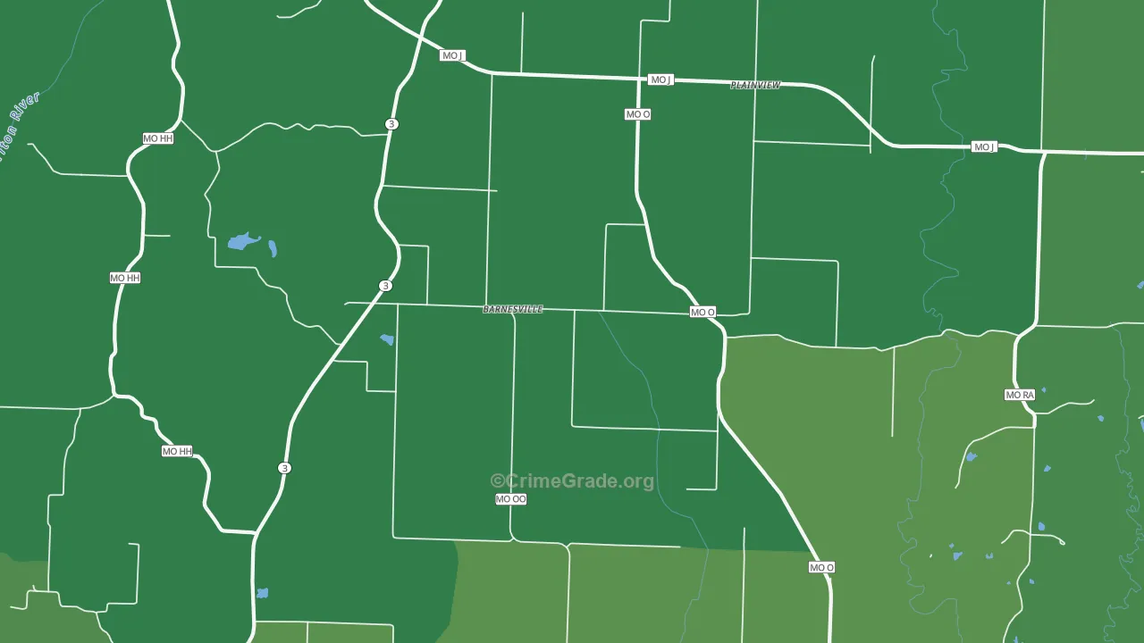 Barnesville, MO Map of Vehicle Theft Rates