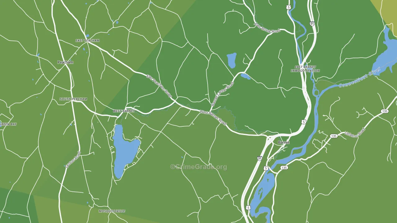Barnet, VT Map of Vehicle Theft Rates