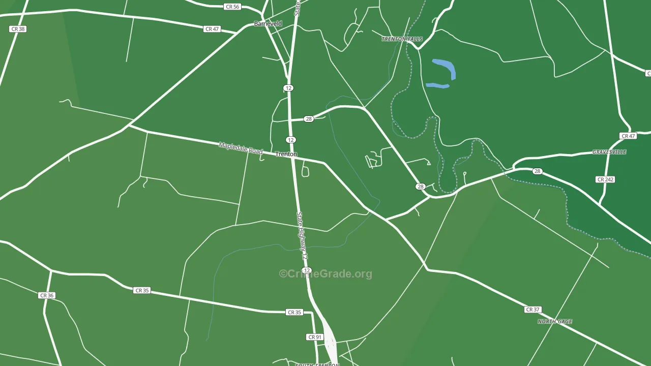 Barneveld, NY Map of Vehicle Theft Rates