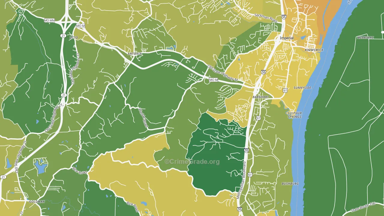 Barnhart, MO Map of Vehicle Theft Rates