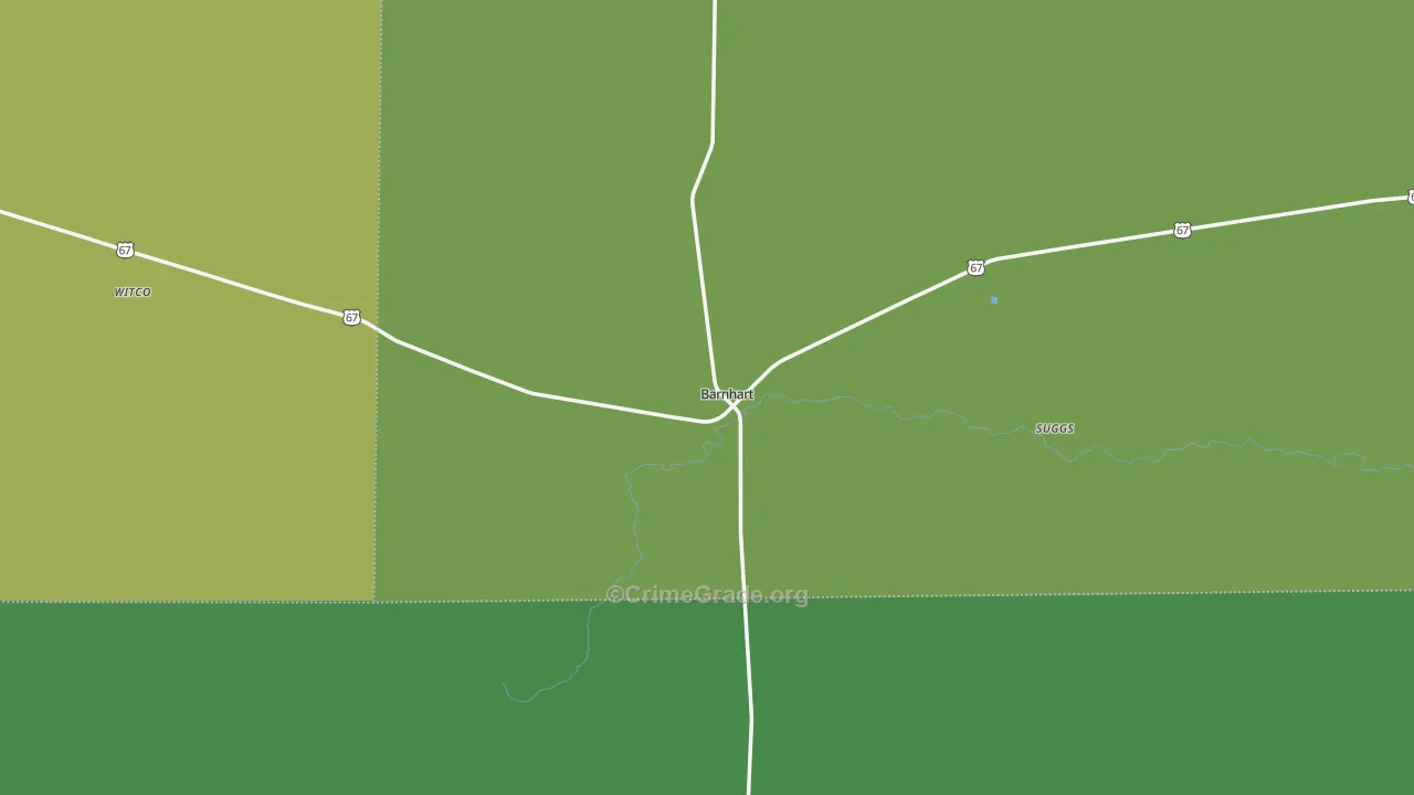 Barnhart, TX Map of Vehicle Theft Rates