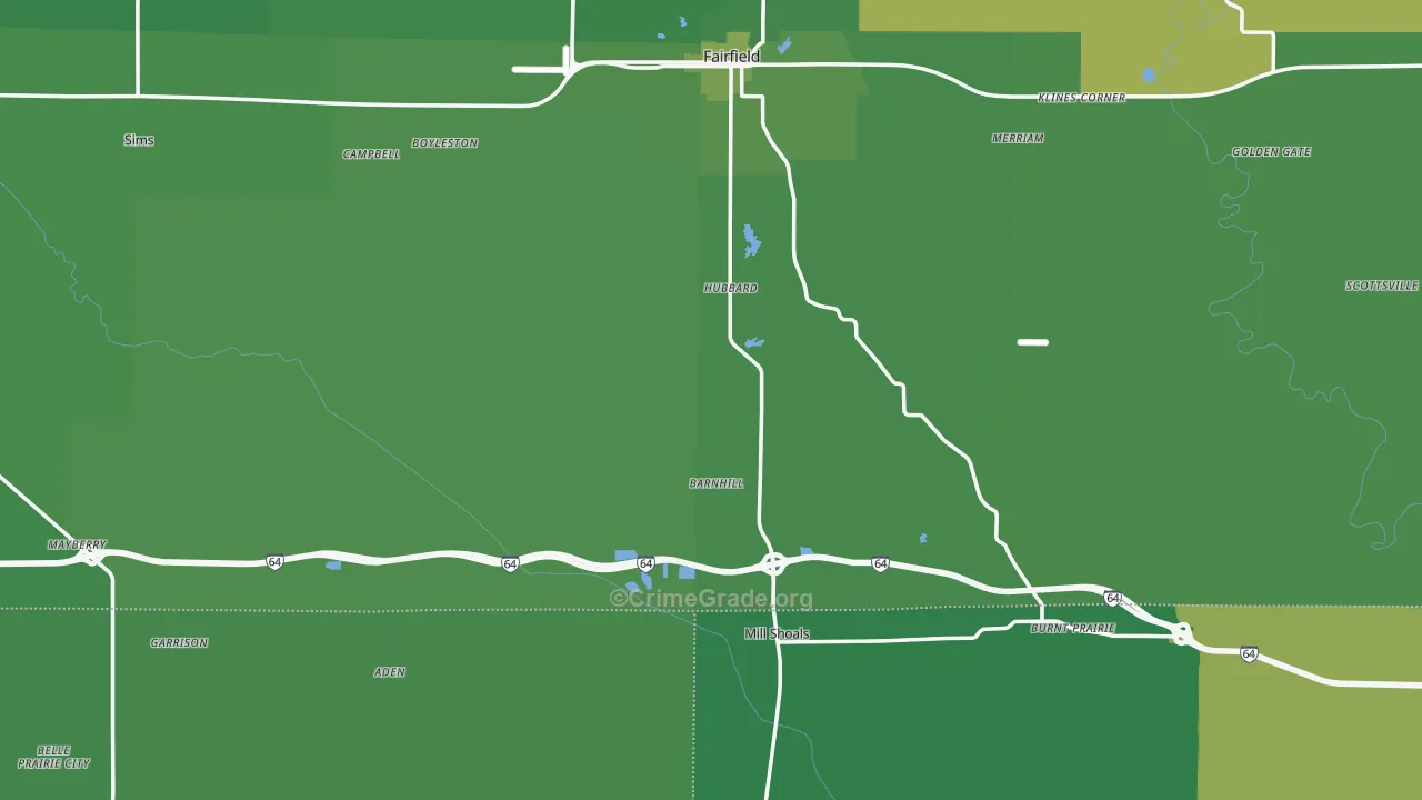 Barnhill, IL Map of Vehicle Theft Rates