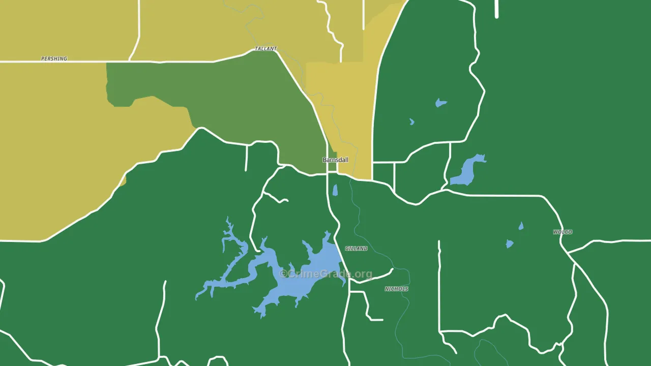 Barnsdall, OK Map of Vehicle Theft Rates
