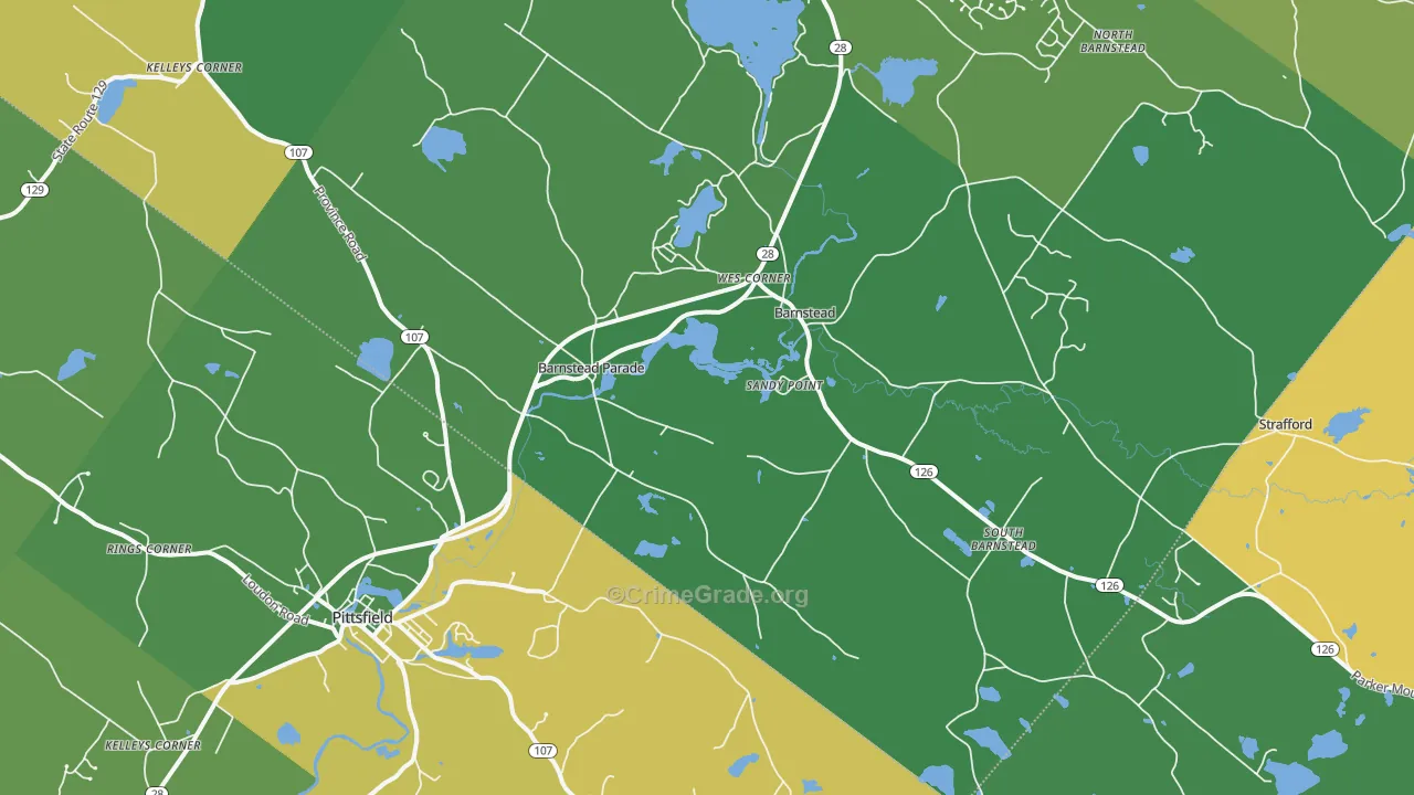 Barnstead, NH Map of Vehicle Theft Rates