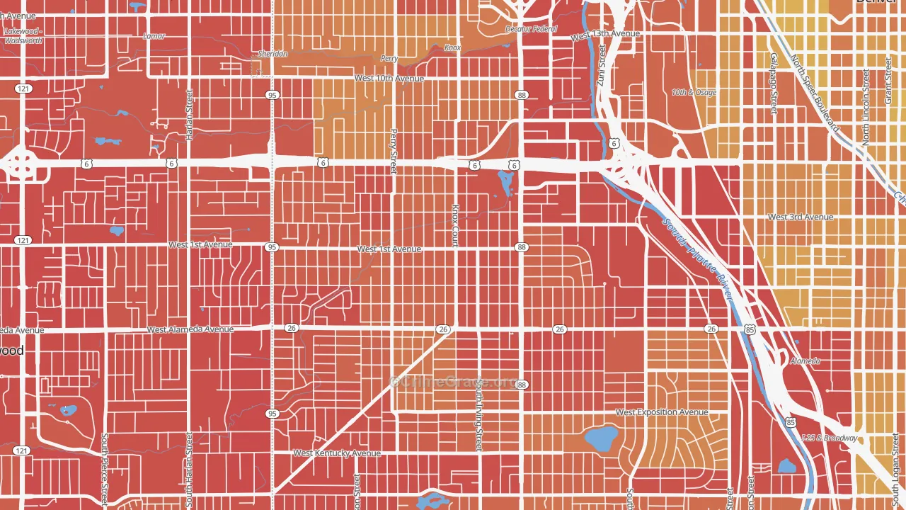 Barnum, Denver, CO Map of Vehicle Theft Rates
