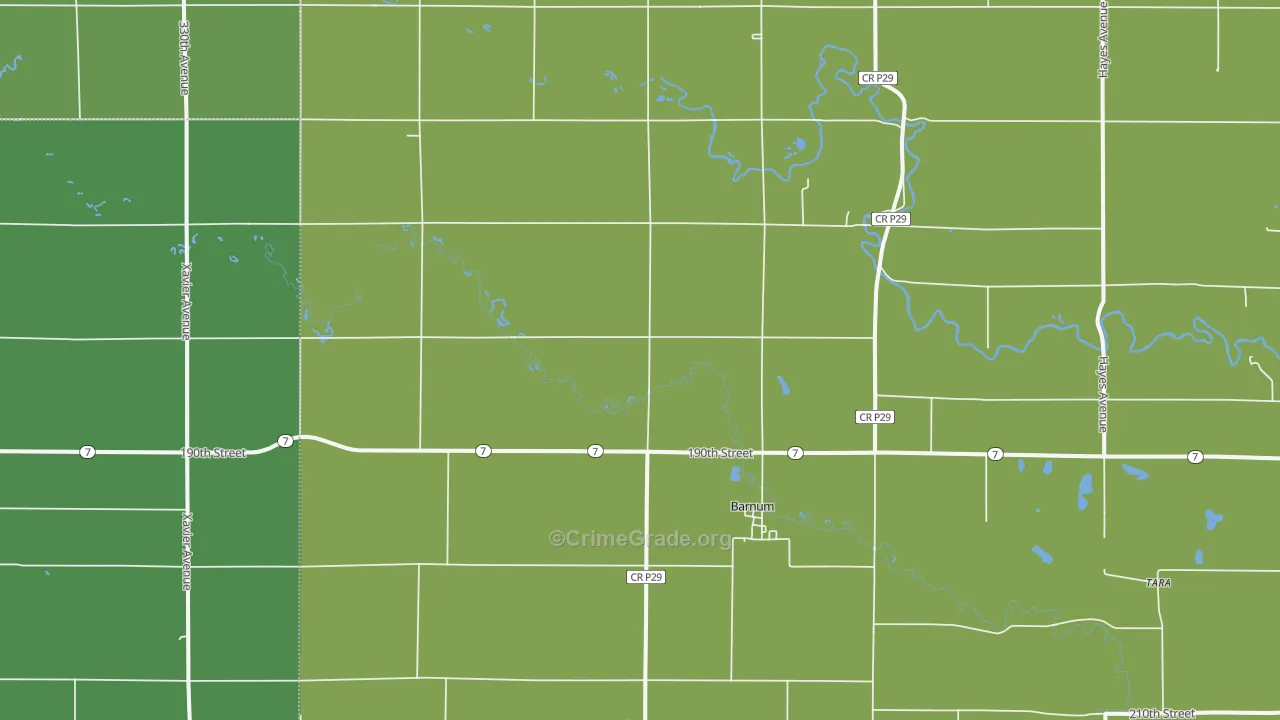 Barnum, IA Map of Vehicle Theft Rates