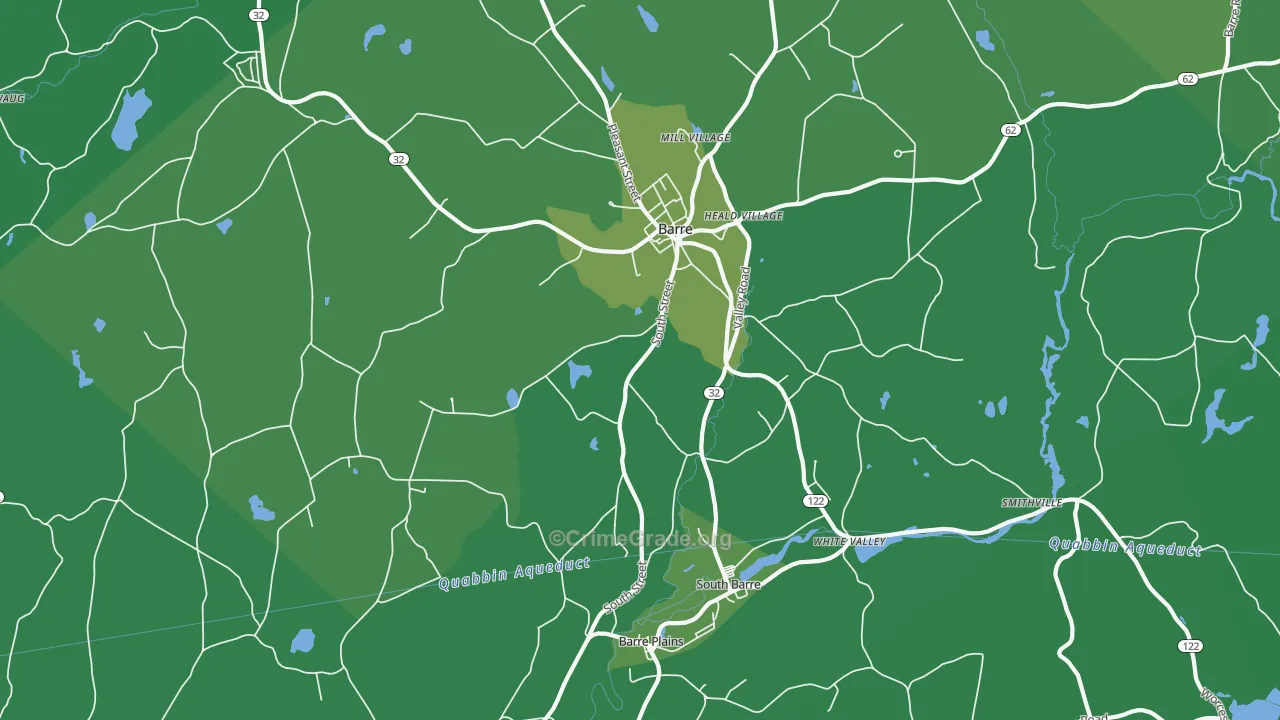 Barre, MA Map of Vehicle Theft Rates