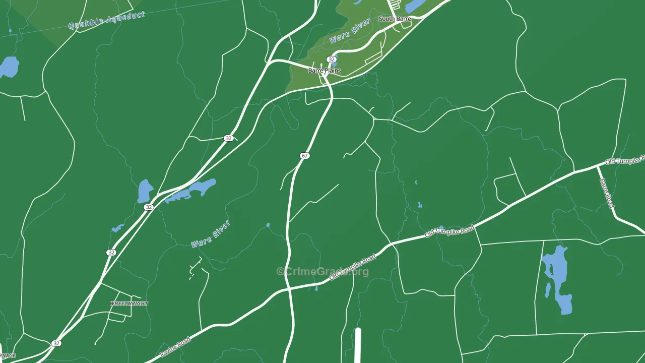 Barre Plains, MA Map of Vehicle Theft Rates