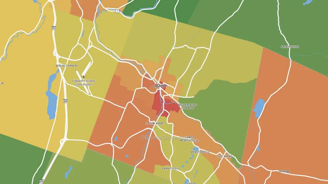 Barre, VT Map of Vehicle Theft Rates