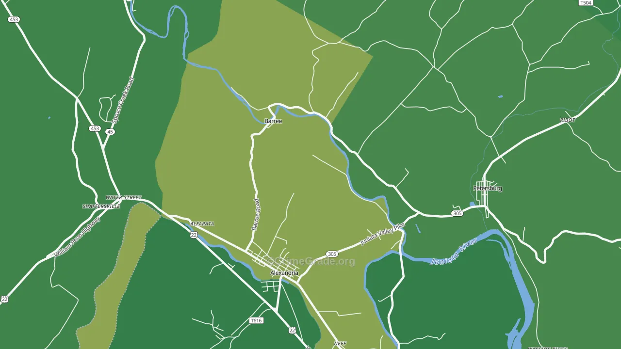 Barree, PA Map of Vehicle Theft Rates