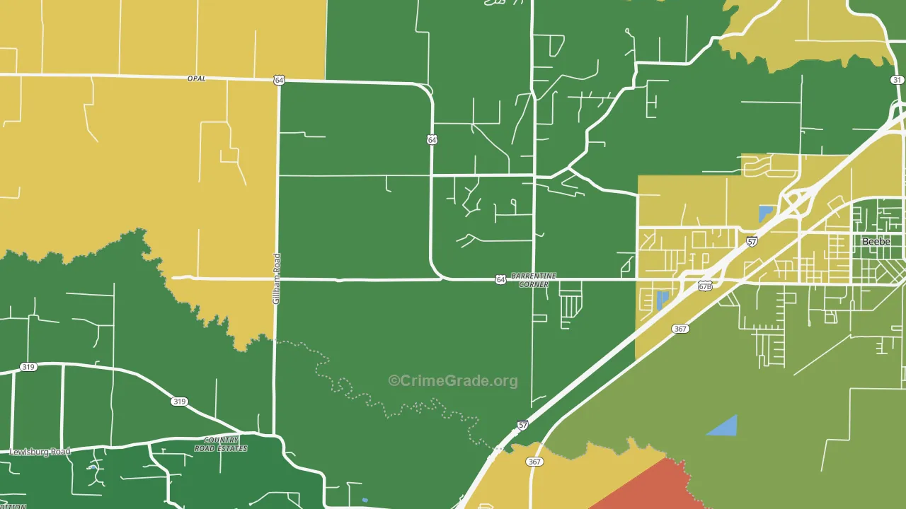 Barrentine Corner, AR Map of Vehicle Theft Rates