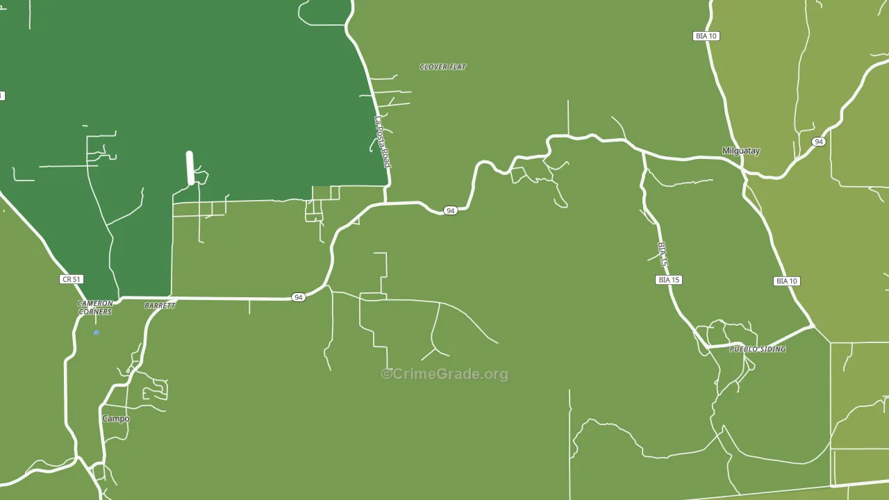 Barrett, CA Map of Vehicle Theft Rates