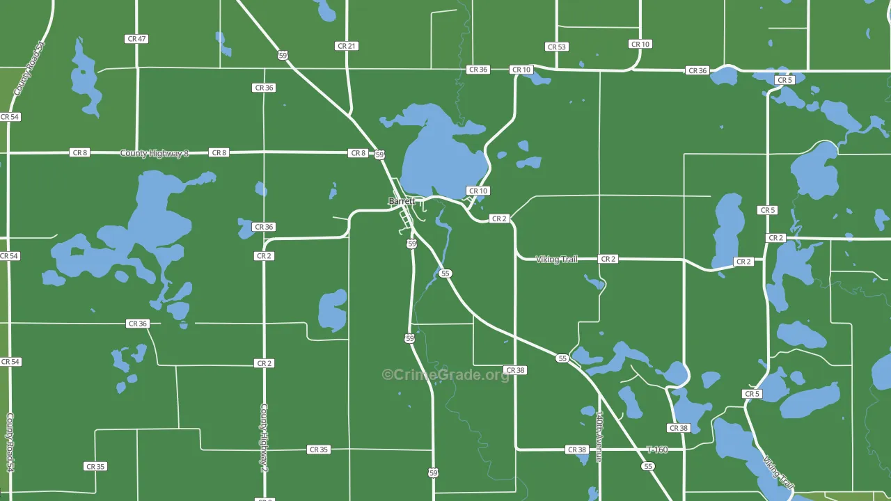 Barrett, MN Map of Vehicle Theft Rates