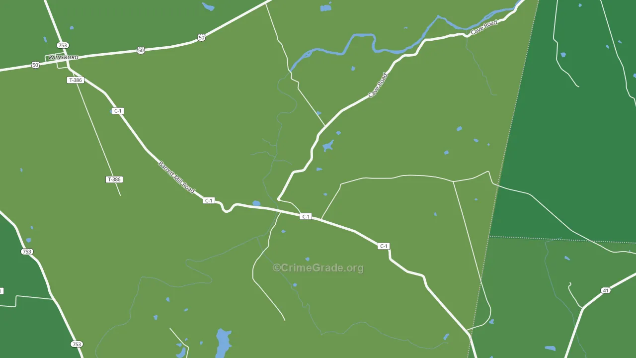 Barretts Mills, OH Map of Vehicle Theft Rates