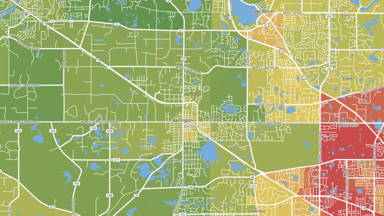 Barrington, IL Map of Vehicle Theft Rates