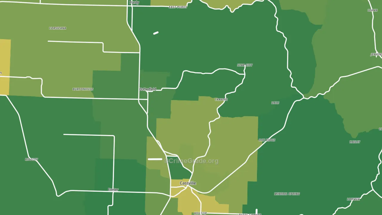Barry County, MO Map of Vehicle Theft Rates