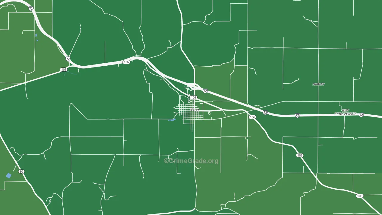 Barry, IL Map of Vehicle Theft Rates