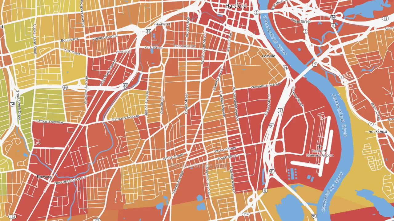 Barry Square, Hartford, CT Map of Vehicle Theft Rates
