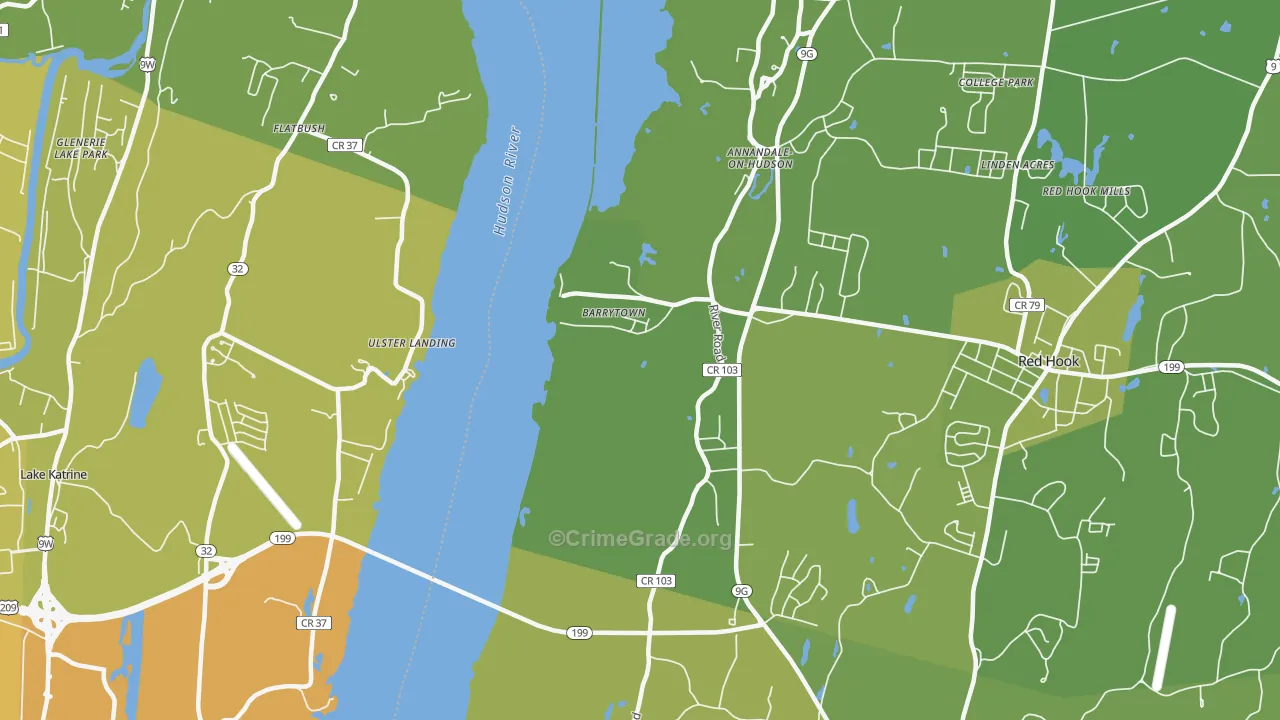 Barrytown, NY Map of Vehicle Theft Rates