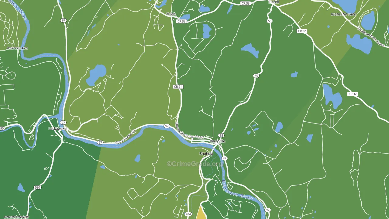 Barryville, NY Map of Vehicle Theft Rates