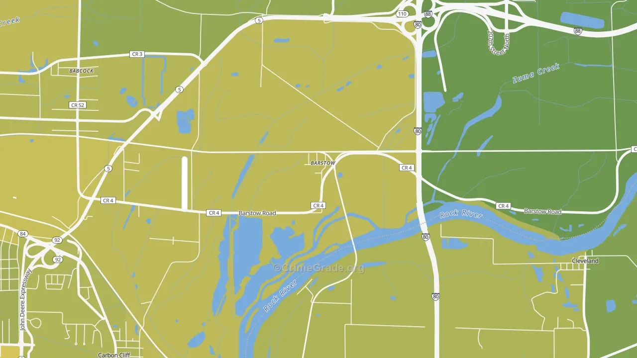 Barstow, IL Map of Vehicle Theft Rates