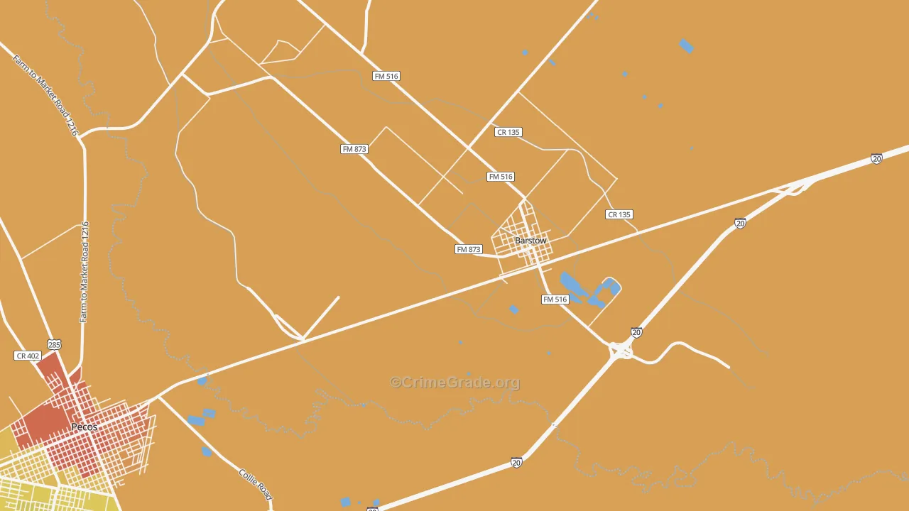 Barstow, TX Map of Vehicle Theft Rates