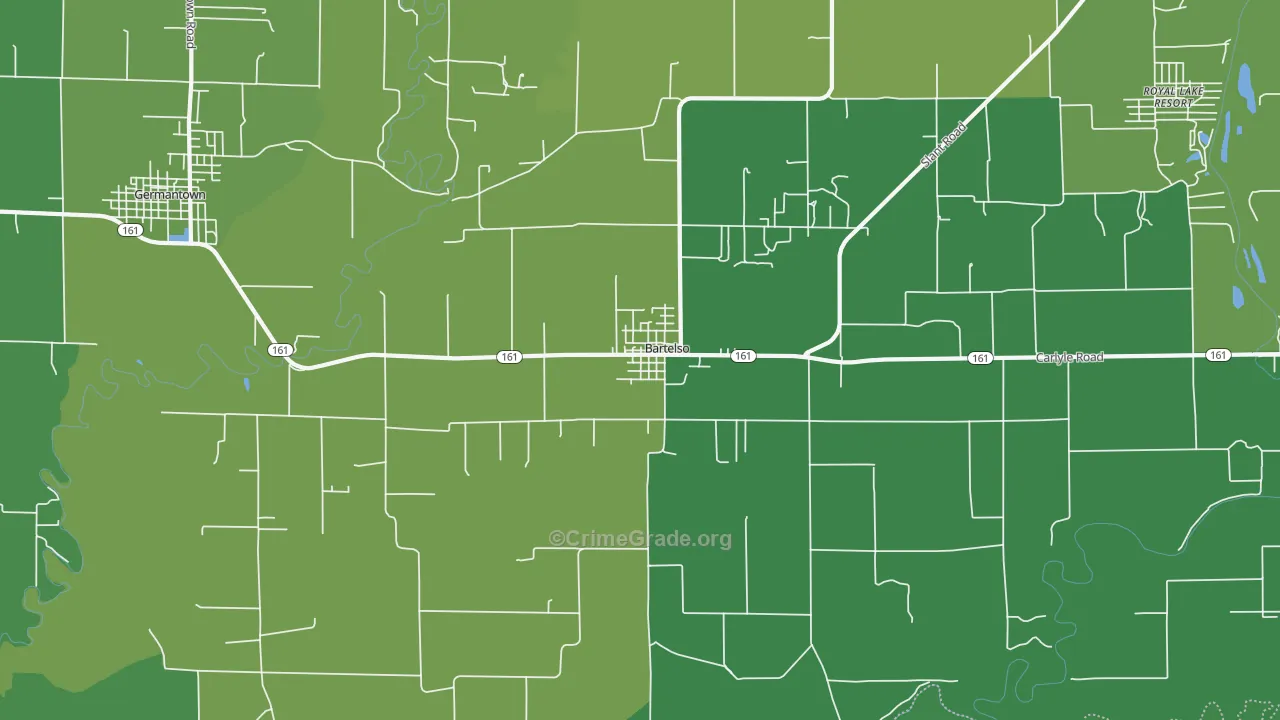 Bartelso, IL Map of Vehicle Theft Rates