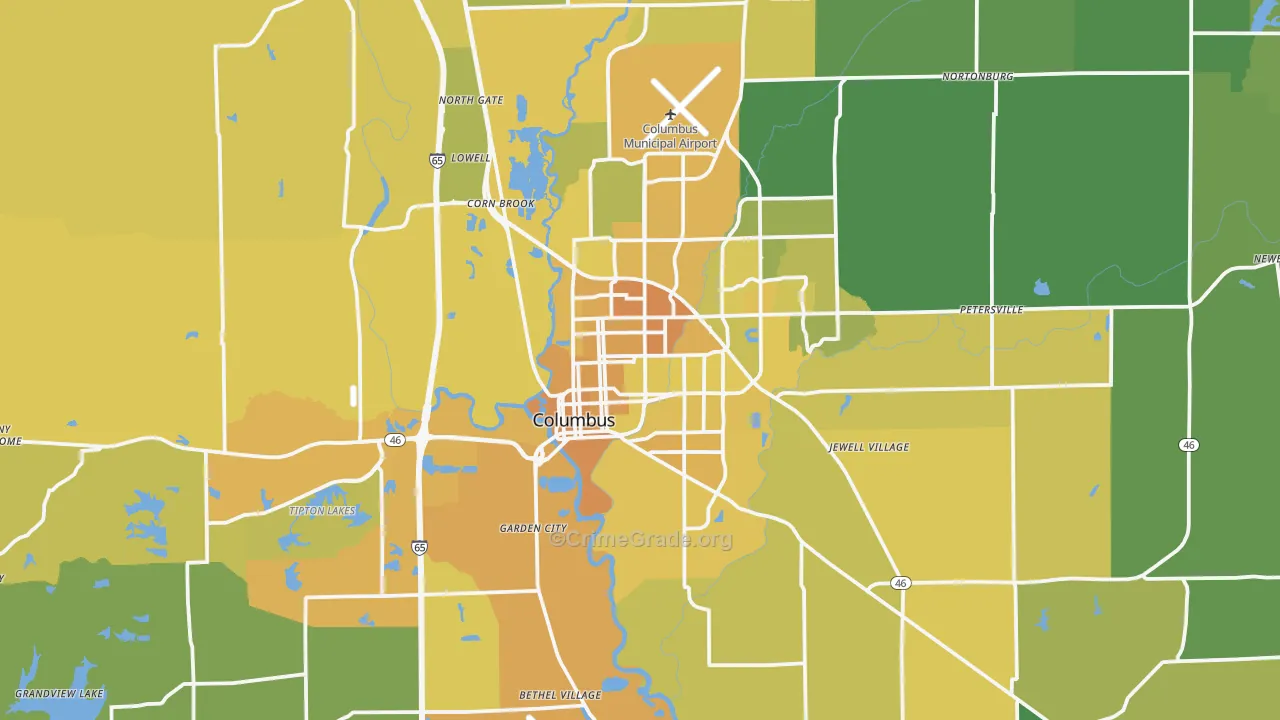 Bartholomew County, IN Map of Vehicle Theft Rates