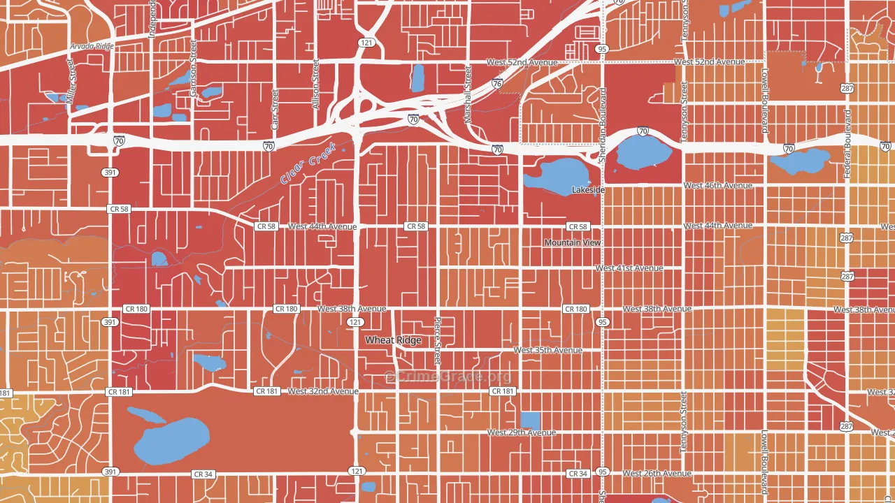 Barths, Wheat Ridge, CO Map of Vehicle Theft Rates