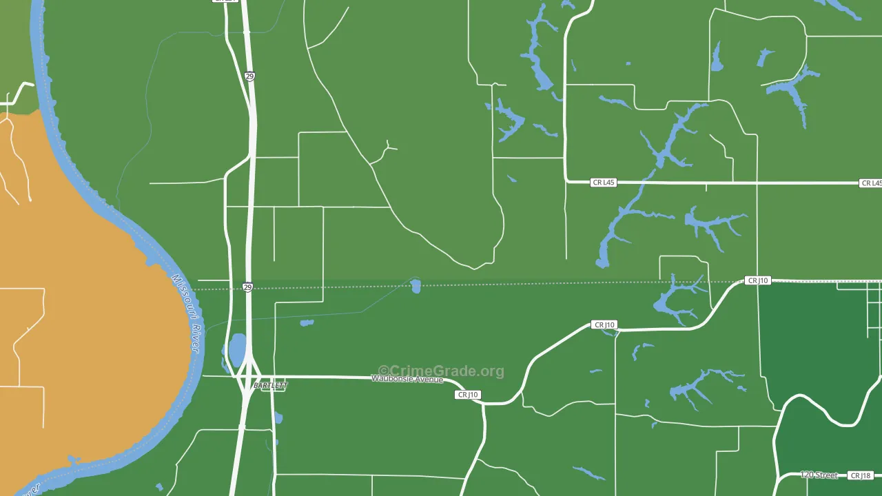 Bartlett, IA Map of Vehicle Theft Rates