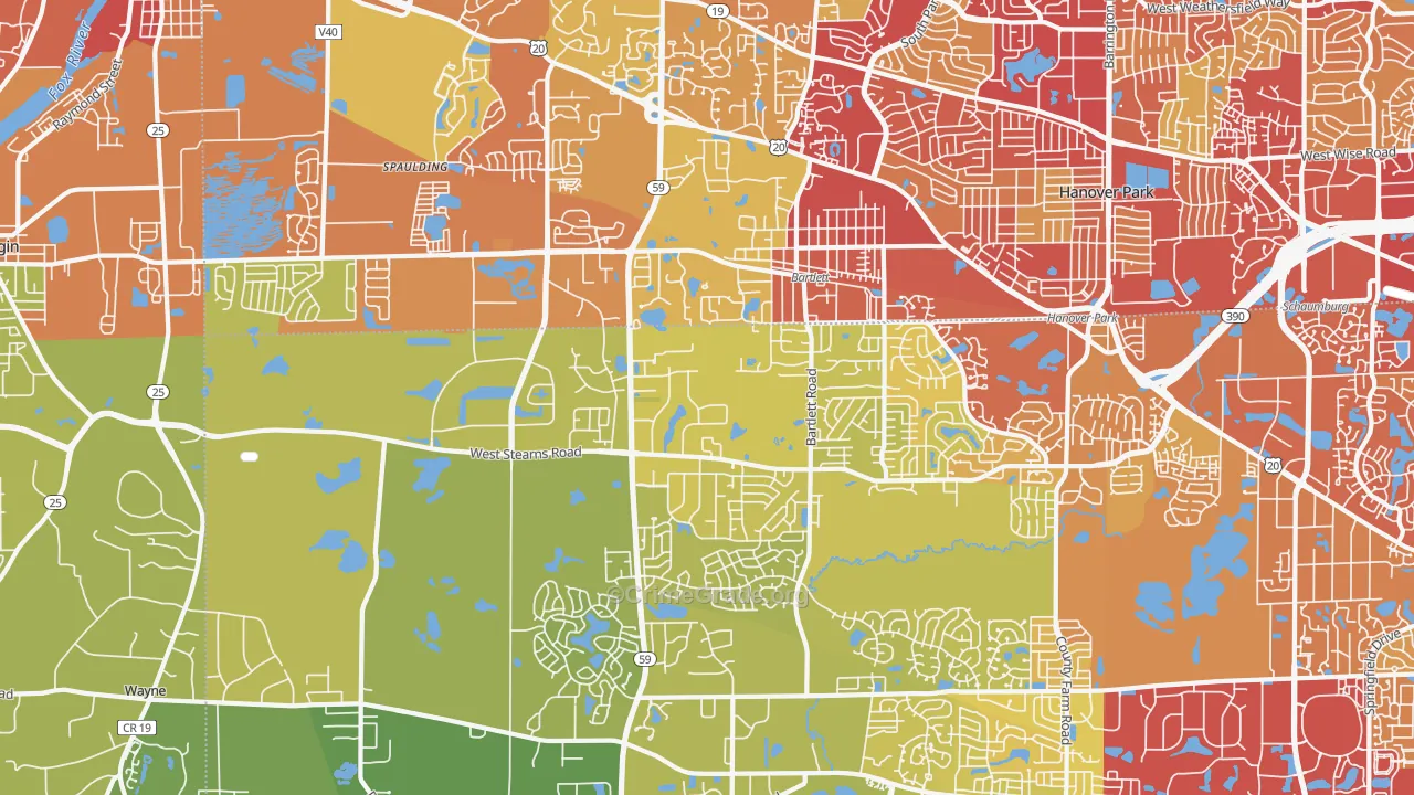 Bartlett, IL Map of Vehicle Theft Rates