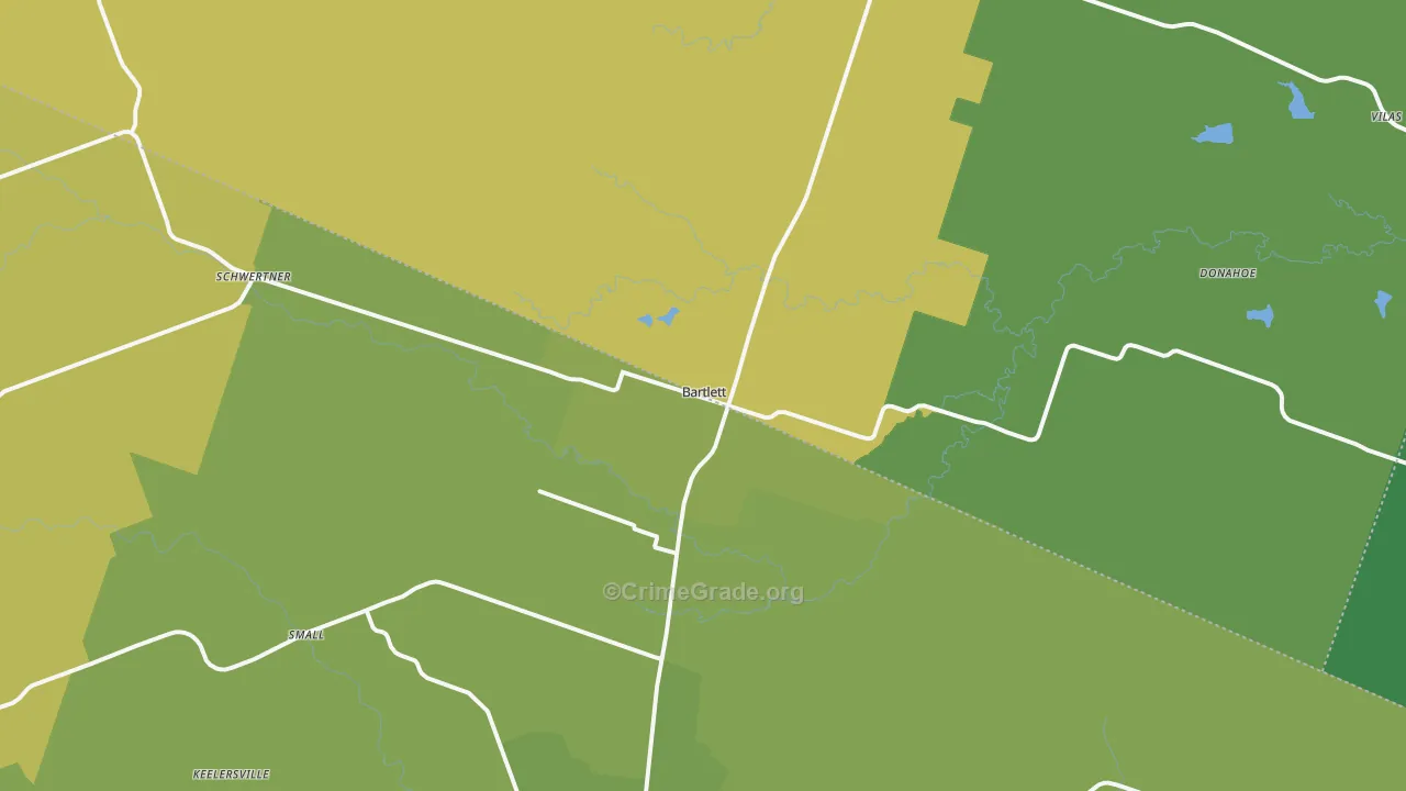 Bartlett, TX Map of Vehicle Theft Rates