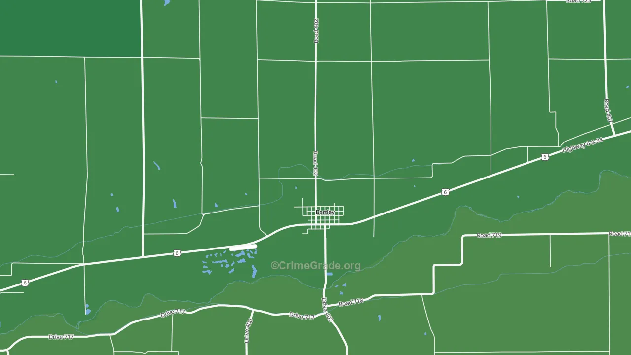 Bartley, NE Map of Vehicle Theft Rates