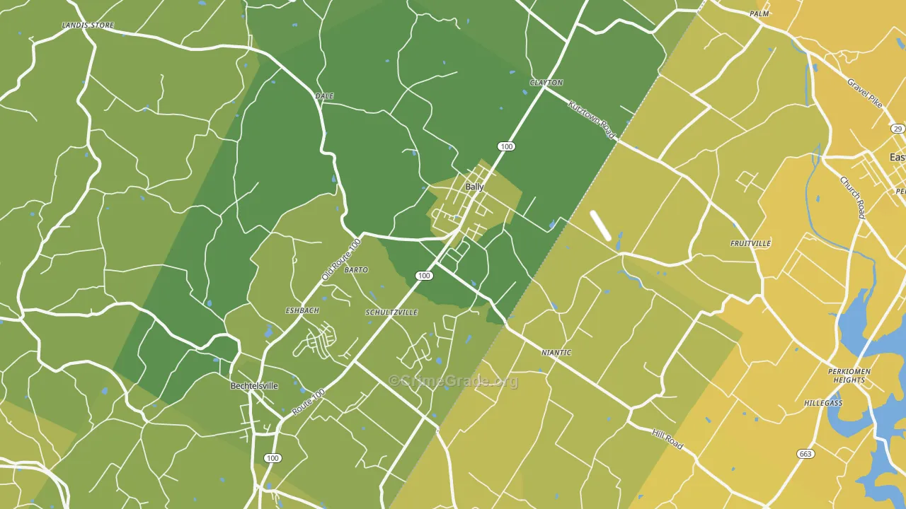 Barto, PA Map of Vehicle Theft Rates