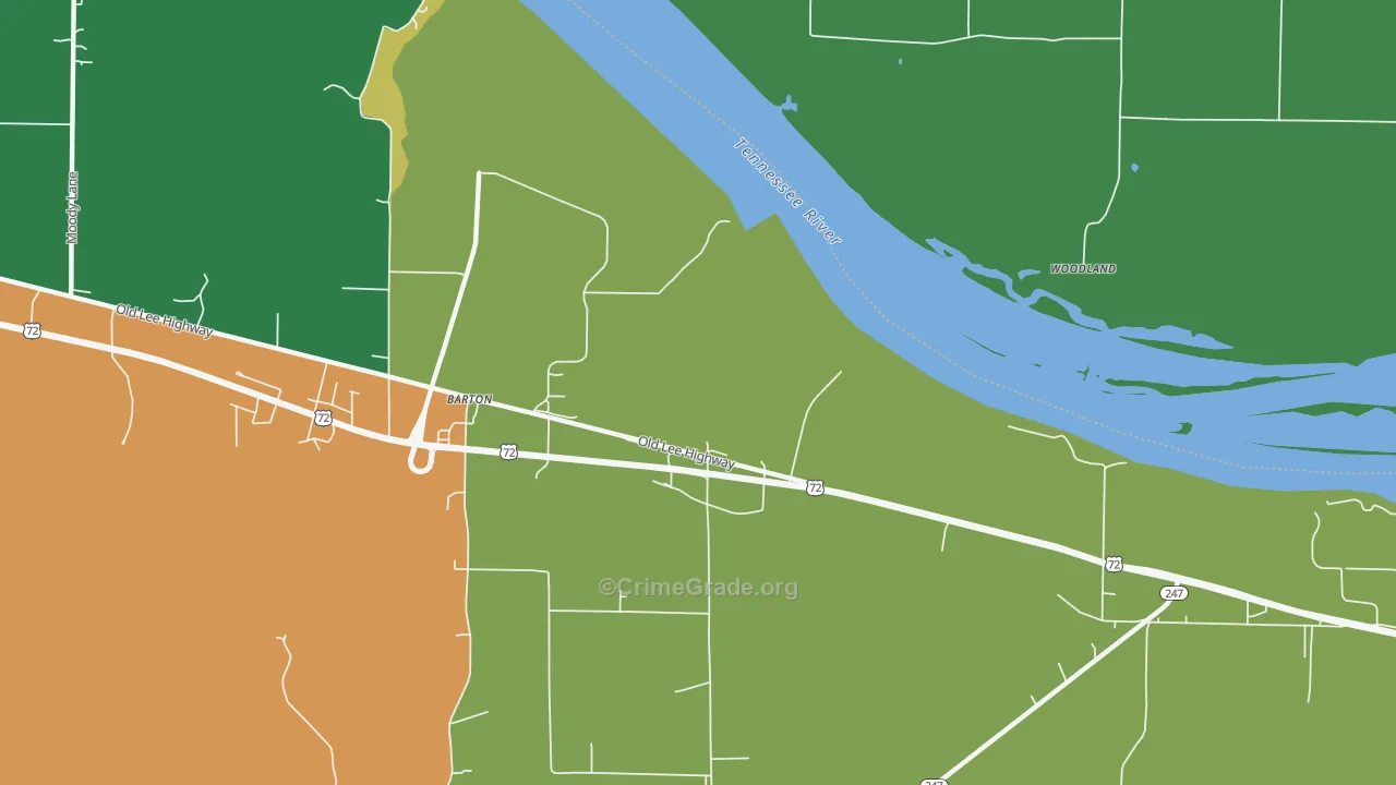 Barton, AL Map of Vehicle Theft Rates