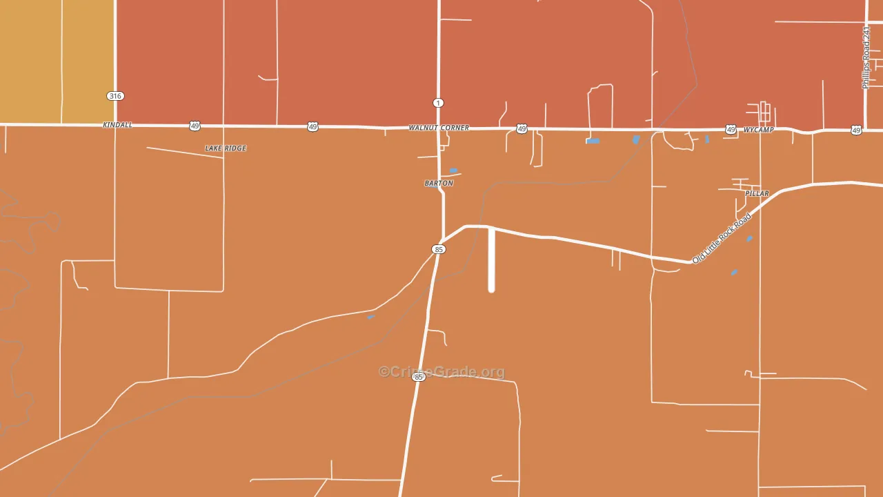 Barton, AR Map of Vehicle Theft Rates