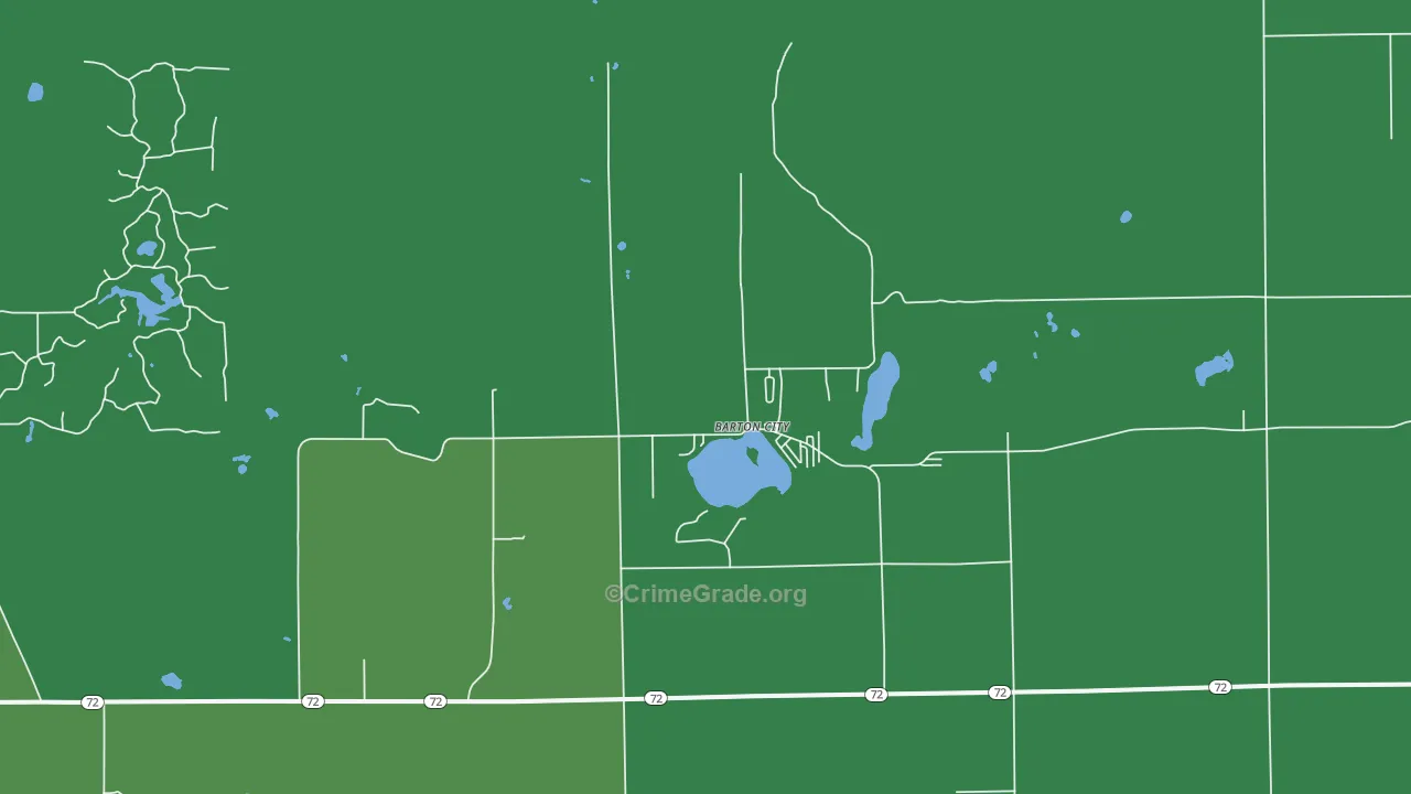 Barton City, MI Map of Vehicle Theft Rates