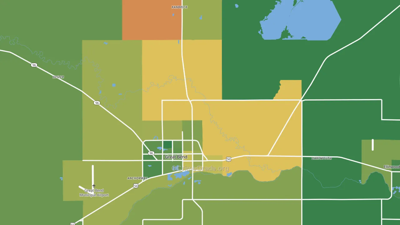 Barton County, KS Map of Vehicle Theft Rates