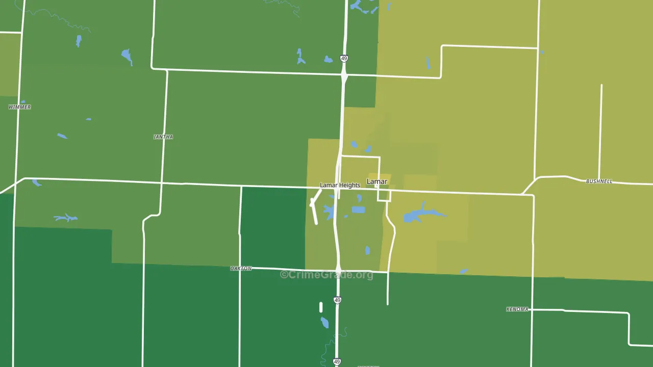 Barton County, MO Map of Vehicle Theft Rates