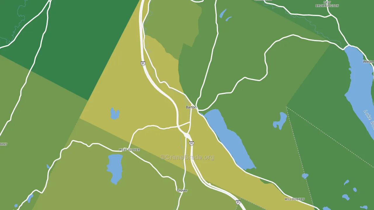 Barton, VT Map of Vehicle Theft Rates
