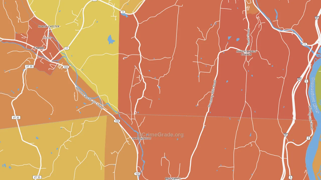 Bartonsville, VT Map of Vehicle Theft Rates